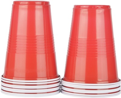 Hippity Hop (Pack of 25) Beer Pong Glasses RED Cups Glass Set Beer Glass(450 ml, Plastic, Red)