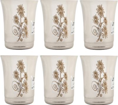 Bharat (Pack of 6) Pari Lazer Glass Set Water/Juice Glass(200 ml, Steel, Steel)