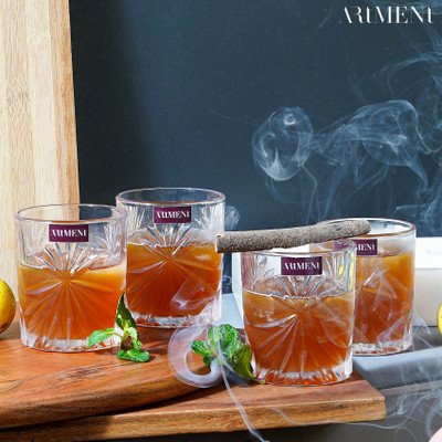 ARTMENT (Pack of 4) Impressionist Scotch Savvy Whiskey Glass Set Whisky Glass(210 ml, Glass, Clear)