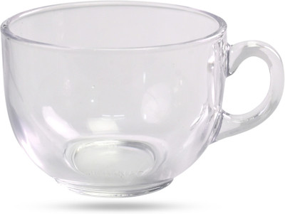 QnQ (Pack of 6) 145ml Transparent Glass Tea Cup Set for Coffee, Tea, Milk - White Glass Set Water/Juice Glass(140 ml, Glass, White)
