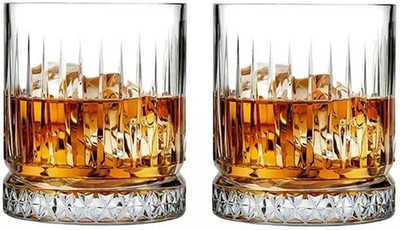 Convoke (Pack of 2) Whiskey Glasses Glass for Drinking Bourbon, Whisky, Scotch, Cocktails, Cognac Glass Set Whisky Glass(335 ml, Glass, White)