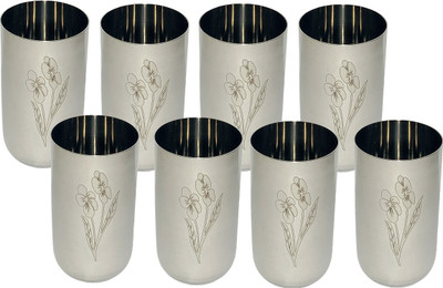 A & H ENTERPRISES (Pack of 8) a55 H18 Glass Set Water/Juice Glass(250 ml, Steel, Steel)