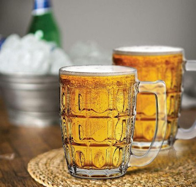 dimon (Pack of 2) Italian Style Beer Glass with Handle for Juice, Falooda, Mocktail Glass Beer Mug Glass Set Beer Glass Offers & Cashback