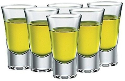 MOOZICO (Pack of 6) Curved Shot Glass Cocktail Shooter Cup Shot Glass Set, 30ml, Set of 6, Clear (7.1 cm X 4.5 cm)(for Drink Vodka, Wine, Whisky, Liquor) Glass Set Glass Shot Glass(42 ml, Glass, Clear)