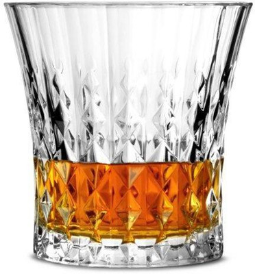 fielrop Round shape engraved design Whiskey Glass Glass Set Whisky Glass(250 ml, Glass, Clear)