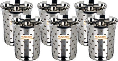 Gurukrupa (Pack of 6) 55311 Pack of 6 Glass Set Water/Juice Glass(250 ml, Steel, Silver)