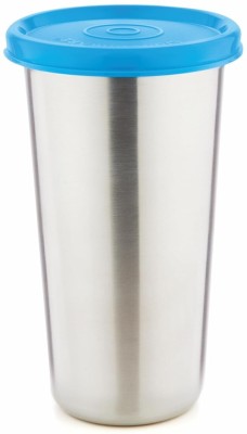 Signoraware Stainless Mini Tumbler/Food Storage with Lid|Air Tight Leak Proof Glass Water/Juice Glass(300 ml, Steel, Blue)