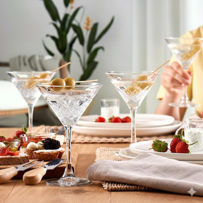 BLISSBORN (Pack of 4) martini glass 230ml 4pcs Glass Set Cocktail Glass(230 ml, Glass, Clear)