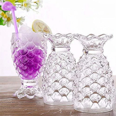 GOOD TO GREAT (Pack of 6) Crystal Clear Pineapple Shaped Juice and Water Drinking Glass 280ml Set of (6) Glass Water/Juice Glass(280 ml, Glass, Clear)