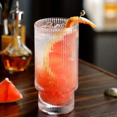 VM PARTNER (Pack of 6) Water Glass Crystal Diamond Glass High Ball Long Drinking Glasses for Water Glass Set Water/Juice Glass(350 ml, Glass, Clear)