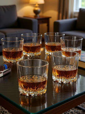 vetreo (Pack of 6) Karat Crystal Whiskey Glass Lead-Free Barware for Scotch, Bourbon, Liquor and Cocktail Drinks (Transparent, 300 ml) Premium Karat Crystal Scotch Whiskey Glasses 300 ml Imported Glass Set Glass Set Whisky Glass(300 ml, Glass, Clear)