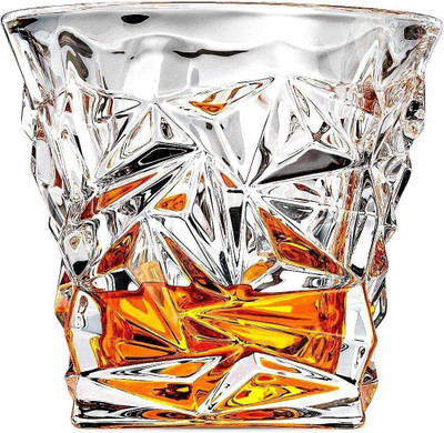 ATMRIK DIAMOND5 WHISKY GLASS 310ML PACK OF 1 Glass Whisky Glass(310 ml, Glass, Multicolor)