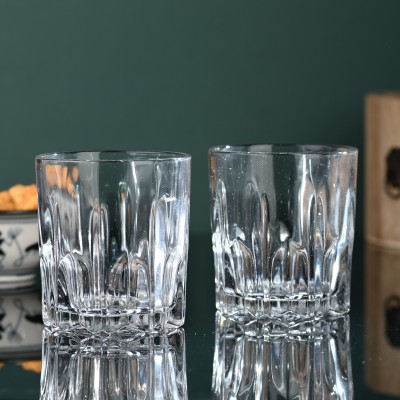 AFAST (Pack of 6) Designer Premium Drinking Glass -D6 Glass Set Whisky Glass(220 ml, Glass, Clear, White)