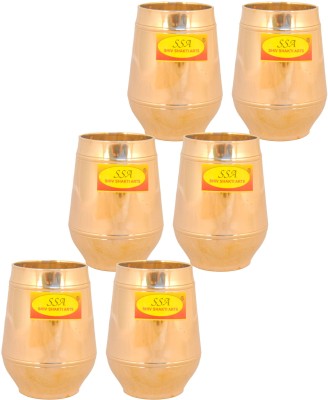 Shivshakti Arts (Pack of 6) Bronze Kansa Glass Tumbler for Water Juice Serving, 300 ml Premium Finish ,6 Pc Glass Set Water/Juice Glass(300 ml, Bronze, Yellow)