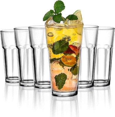 Dautaniya (Pack of 6) Da-Tumbler Highball Glasses Clear Iced Tea and Glasses for Drinking Cocktail Glass Set Water/Juice Glass(420 ml, Glass, Clear)