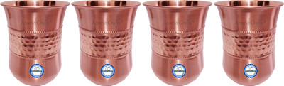 ASKmart (Pack of 4) Pure Copper Glass set of 4 pc Drinking water glass Glass Set Water/Juice Glass(1000 ml, Copper, Brown)