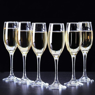 hoolli (Pack of 6) Wine Glass, Red or White Wine, Champagne Flutes, Crystal Glass, 165 ml Set of Glass Set Wine Glass(165 ml, Glass, Clear)