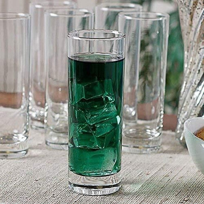 MITANSH ENTERPRISES (Pack of 6) Crystal Cut Water Glasses Transparent Long Glass Juice Glass Plain Tumbler Glass Set Water/Juice Glass(340 ml, Glass, Clear)