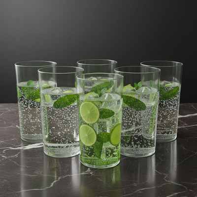 Avento mart (Pack of 6) Plastic Glass Set of 6 | Transparent Water & Juice Glasses | 300 ml each Glass Set Water/Juice Glass(300 ml, Plastic, Clear)