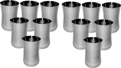 A & H ENTERPRISES (Pack of 12) Aahfgla69 H78 Glass Set Water/Juice Glass(250 ml, Steel, Steel)