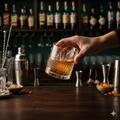 b7 Creations Crystal Whiskey Glass Set Glass Water/Juice Glassaj Glass Set Whisky Glass(300 ml, Glass, Multicolor)