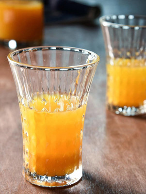 Convoke (Pack of 6) Tall Diamond Engraved 350ml (6 PCS) Glass Set Shot Glass(350 ml, Glass, Clear)