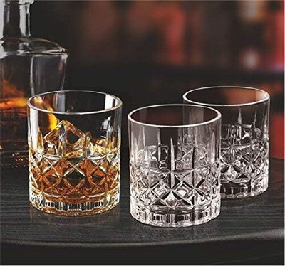 SMILERRY (Pack of 6) Bar Glass for Drinking Bourbon, Whisky, Scotch, Cocktails, Cognac-_New Glass Set Whisky Glass(340 ml, Glass, Clear)