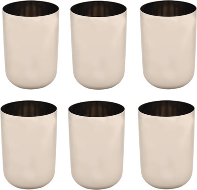 Bharat (Pack of 6) Royal Plain Glass Set Water/Juice Glass(200 ml, Steel, Steel)