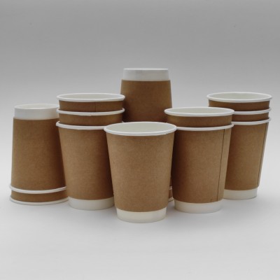 Paricott (Pack of 50) 360ml Double Wall Brown Paper Cup 50pcs Glass Set Water/Juice Glass(360 ml, Paper, Clear)