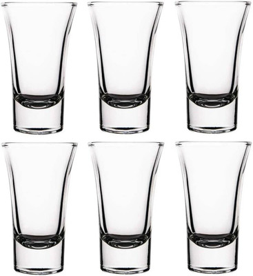 V Bright (Pack of 6) Stylish & Designer Short Glass With Heavy & Strong Wall for Whiskey, Wine Glass Set Shot Glass(42 ml, Glass, Clear)