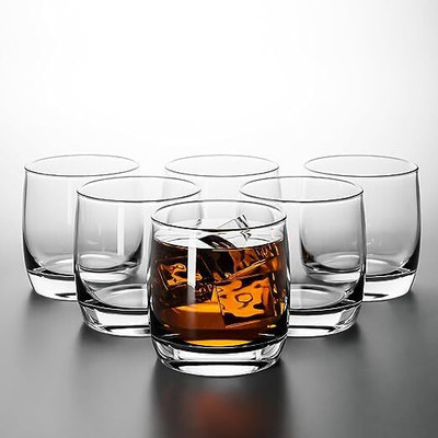 MITANSH ENTERPRISES (Pack of 6) Whiskey Glasses Borosilicate Tumbler Drinking Glass for Scotch Glass Set Whisky Glass(300 ml, Glass, Clear)