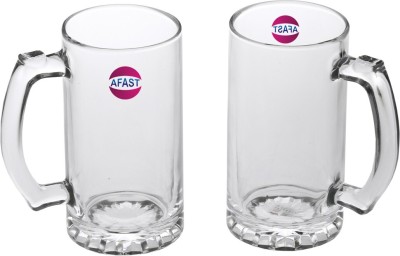 AFAST (Pack of 2) New Bavrage Tumbler Pilsner Glass Beer Mug With Handle Set Of 2-BR08 Glass Set Beer Mug(300 ml, Glass, Clear)