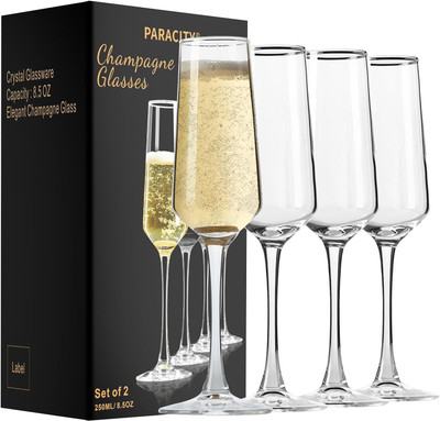 SHRIYARTH SALES (Pack of 4) Crystal Champagne Glasses, 8.5oz, Elegant Tableware Glass Set Champagne Glass(200 ml, Glass, Multicolor)