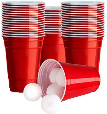 Hippity Hop (Pack of 40) Beer Pong Glasses- 40 Glass Set Hot Beverage Glass(500 ml, Paper, Red)