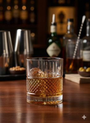 b7 Creations Crystal Whiskey Glass Set Glass Water/Juice Glasseu Glass Set Whisky Glass(300 ml, Glass, Multicolor)