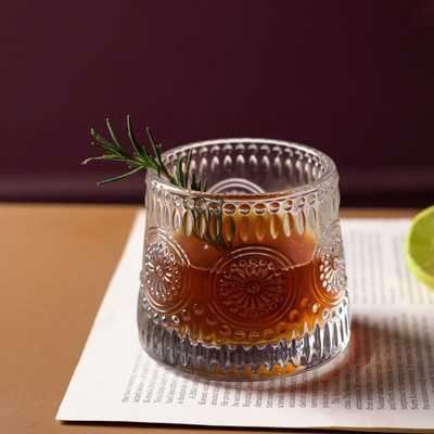 ARTMENT (Pack of 4) Modern Art Sparkling Spinny Drinking Glass Set Whisky Glass(180 ml, Glass, Clear)