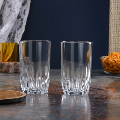 1st Time (Pack of 2) Moulded Design MultiPurpose Drinking Glass, Clear- A44 Glass Set Water/Juice Glass(250 ml, Glass, Clear)