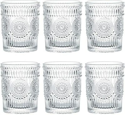 MOOZICO (Pack of 6) Sunflower Cup Glassware Set for Kitchen, Bar, Juice, Glass Glass Set Water/Juice Glass(350 ml, Glass, Clear)