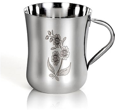 Pack of 1 Stainless Steel Floral Design Tea/Coffee 100 ML(Steel)