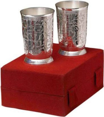 Navya Craft (Pack of 2) NAVYA GLASS Glass Water/Juice Glass(300 ml, Brass, Silver)