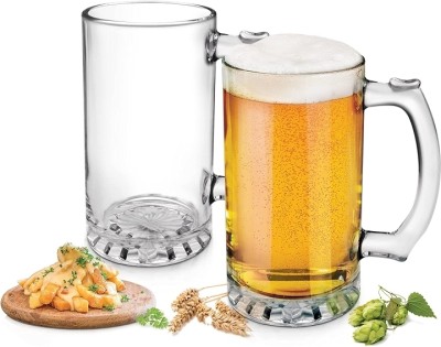 Sarsawal (Pack of 2) 400 ml , Glass Italian Style Jumbo beer mug Glass Beer Mug (400 ml, Pack of 2) Glass Set Water/Juice Glass(400 ml, Glass, White)