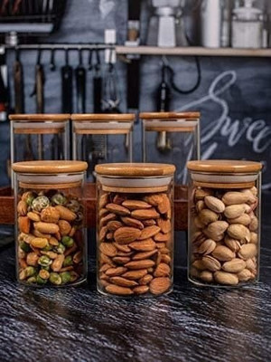 JJ ENTERPRISE Glass Cookie Jar  - 270 ml(Pack of 3, Transparent)