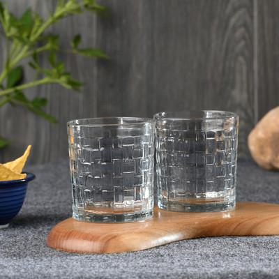 1st Time (Pack of 4) Molded Design Drinking Glass - C4 (Pack Of 4) Glass Set Water/Juice Glass(200 ml, Glass, Clear)