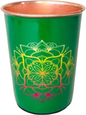 Divian Exclusive Black Mandala Printed Copper Glass Glass Water/Juice Glass(300 ml, Copper, Green)