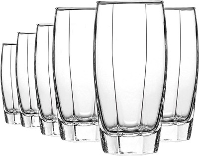 MahiraInteriar (Pack of 6) Water and Juice Glass Set for Dining Table Cold Drinks, Beer, Wine & Beverages Glass Set Whisky Glass(400 ml, Glass, Clear)