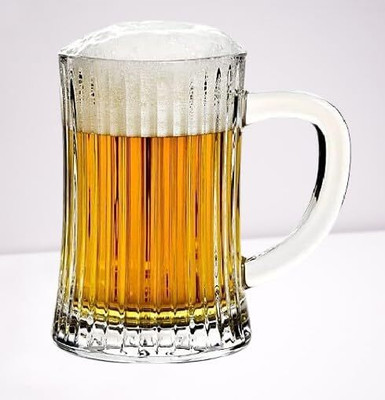 GOLOFY (Pack of 2) LINNING BIG BEER MUG SET OF 2 Glass Set Beer Mug(520 ml, Glass, Clear)