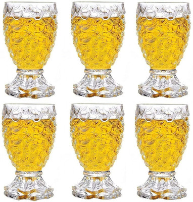 GOOD TO GREAT (Pack of 6) Pineapple glass Wine glass Juice glass Fish Scale Design Glass Set, 180ml_New Glass Set Water/Juice Glass(180 ml, Glass, Clear)