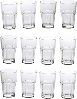 Somil (Pack of 12) New Stylish & Designer Baverage Tumbler Multipurpose Clear Glass -GL54 (Set Of 12) Glass Set Water/Juice Glass(300 ml, Glass, Clear)