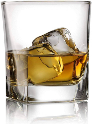 manekk world (Pack of 4) Italian Premium Whiskey Glasses | Crystal Clear Square Tumblers for Drinks Glass Set Whisky Glass(301 ml, Glass, Clear)
