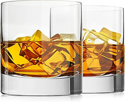 Adhunyk (Pack of 2) Round Whiskey Glasses Set, Glass for Juice Water Cold Drinks Glass Set Whisky Glass(250 ml, Glass, Clear)